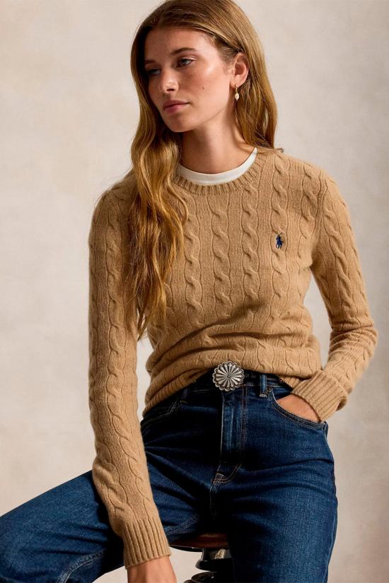 26FW 폴로 랄프로렌 폴로 자수 케이블 니트 스웨터 211971865002 Camel - POLO RALPH LAUREN