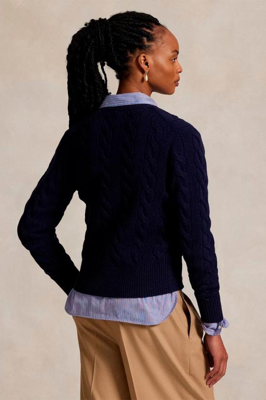 26FW 폴로 랄프로렌 로고 자수 크루넥 가디건 211972104004 Navy - POLO RALPH LAUREN