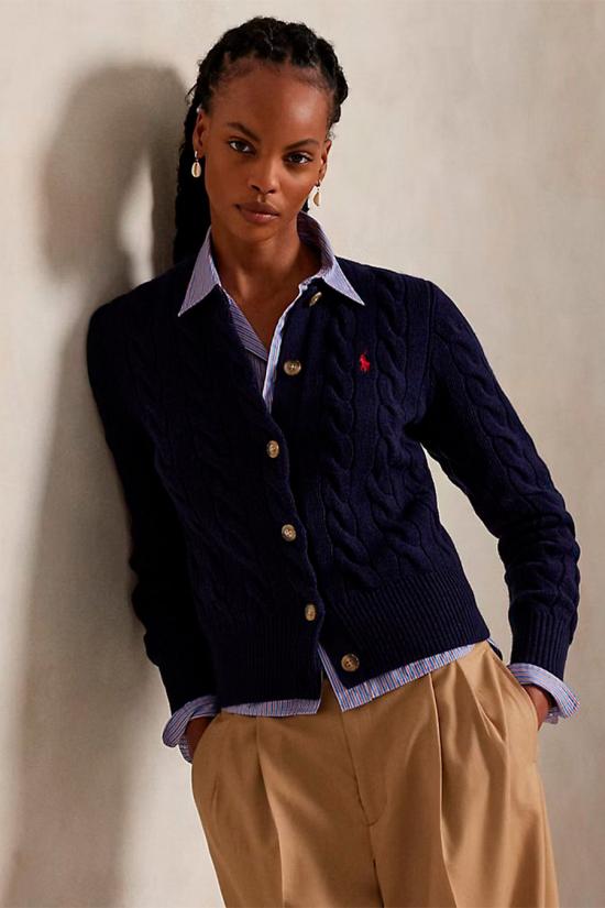 26FW 폴로 랄프로렌 로고 자수 크루넥 가디건 211972104004 Navy - POLO RALPH LAUREN