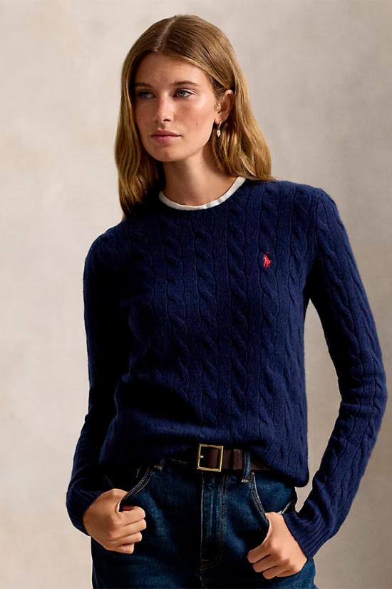 26FW 폴로 랄프로렌 폴로 자수 케이블 니트 스웨터 211971865003 Navy - POLO RALPH LAUREN