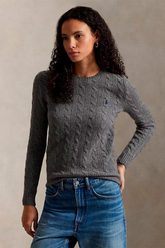 26FW 폴로 랄프로렌 폴로 자수 케이블 니트 스웨터 211971865501 Grey - POLO RALPH LAUREN