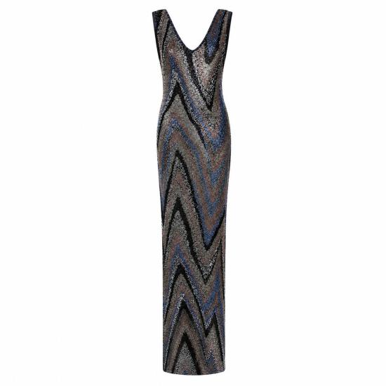  미소니 롱 원피스 미쏘니 지그재그 비즈 자수 드레스 멀티컬러 - MISSONI