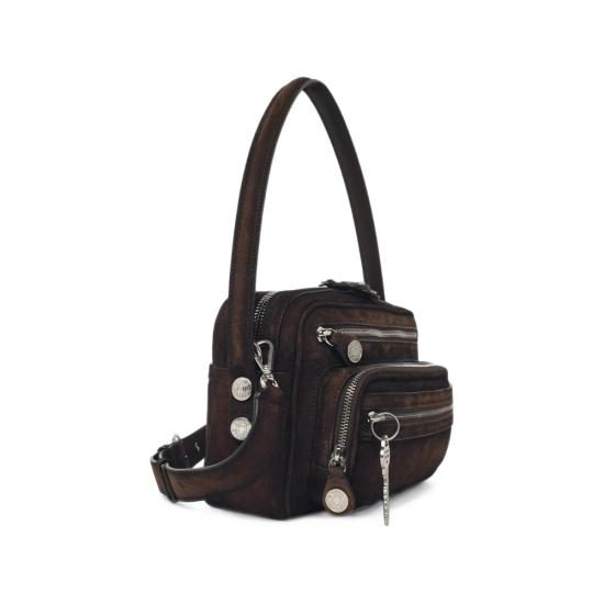 26FW 아크네 스튜디오 카메로 파티 스웨이드 숄더백 C10338 DKBRO BROWN - ACNE STUDIOS