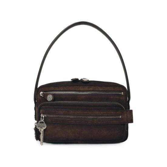 26FW 아크네 스튜디오 카메로 파티 스웨이드 숄더백 C10338 DKBRO BROWN - ACNE STUDIOS