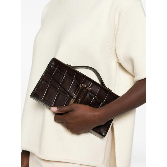 26FW 드멜리어 클러치/파우치 N105VANCOUVER LARGECROC DKCHO BROWN - DEMELLIER