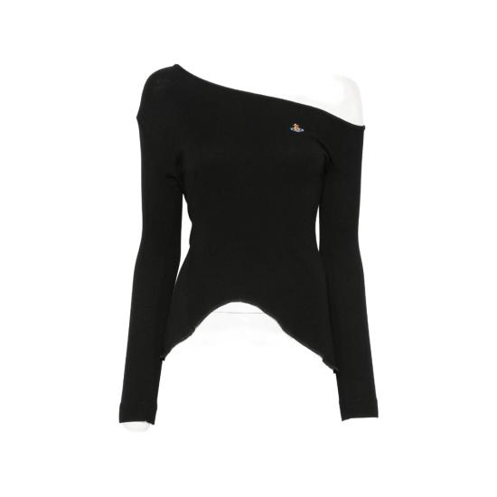 26FW 비비안웨스트우드 Hebo 비대칭 크루넥 반팔 티셔츠 1G01001J J00BO N401 BLACK