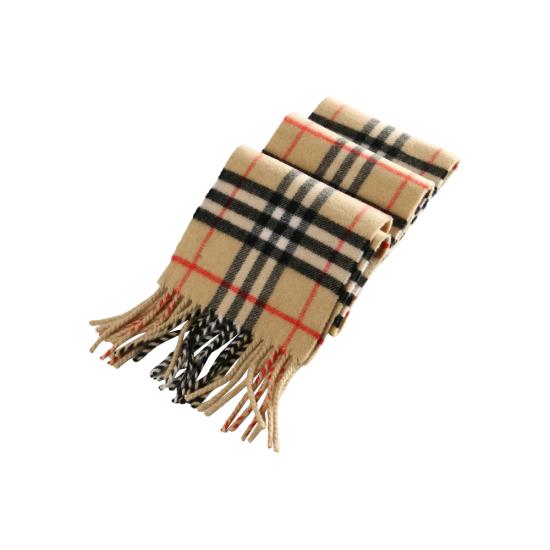 26FW 버버리 슬림 체크 캐시미어 스카프 8113377 MU CHK CAS B9719 NEUTRALS BLACK - BURBERRY