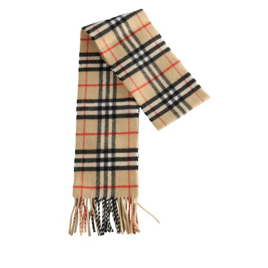 26FW 버버리 슬림 체크 캐시미어 스카프 8113377 MU CHK CAS B9719 NEUTRALS BLACK