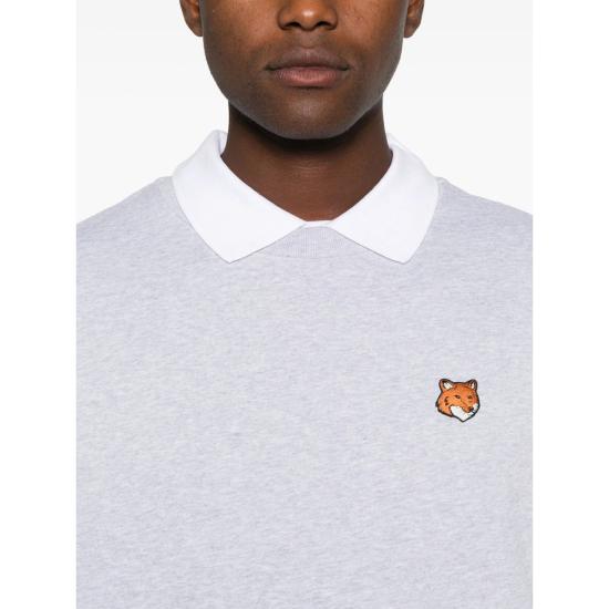 26FW 메종키츠네 폭스 헤드 레귤러 폴로 티셔츠 PM00303KM0340 LGRME GREY - MAISON KITSUNE