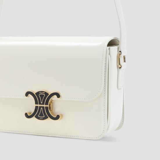26FW 셀린느 틴 트리옹프 백 샤이니 카프스킨 188424K49 GLN0 WHITE COTTON BLACK - CELINE