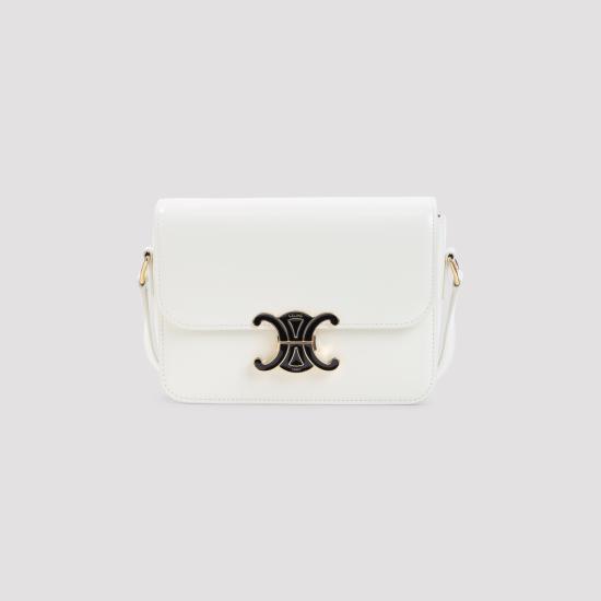 26FW 셀린느 틴 트리옹프 백 샤이니 카프스킨 188424K49 GLN0 WHITE COTTON BLACK - CELINE