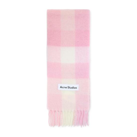 26FW 아크네 스튜디오 모헤어 체크 머플러 CA0084 DTL CANDY PINK WHITE PALE - ACNE STUDIOS
