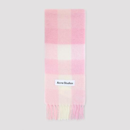 26FW 아크네 스튜디오 모헤어 체크 머플러 CA0084 DTL CANDY PINK WHITE PALE - ACNE STUDIOS
