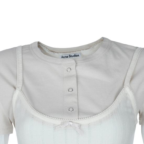 26FW 아크네 스튜디오 레이어드 로고 티셔츠 AL0556 6D8 WHITE OFF - ACNE STUDIOS
