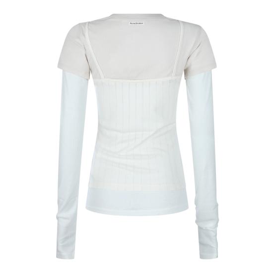 26FW 아크네 스튜디오 레이어드 로고 티셔츠 AL0556 6D8 WHITE OFF - ACNE STUDIOS