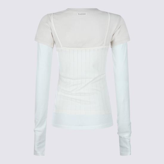26FW 아크네 스튜디오 레이어드 로고 티셔츠 AL0556 6D8 WHITE OFF - ACNE STUDIOS