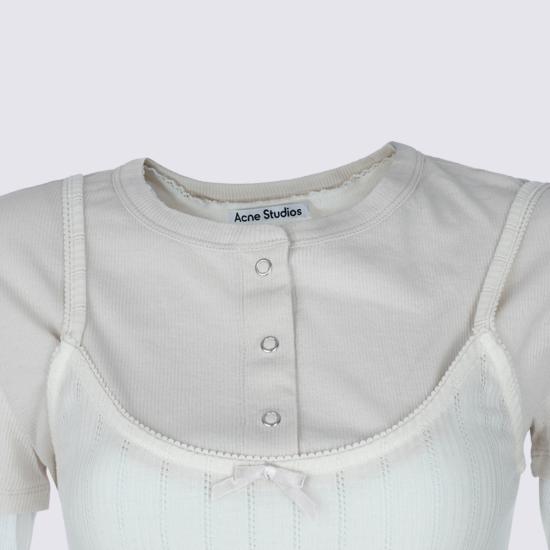 26FW 아크네 스튜디오 레이어드 로고 티셔츠 AL0556 6D8 WHITE OFF - ACNE STUDIOS
