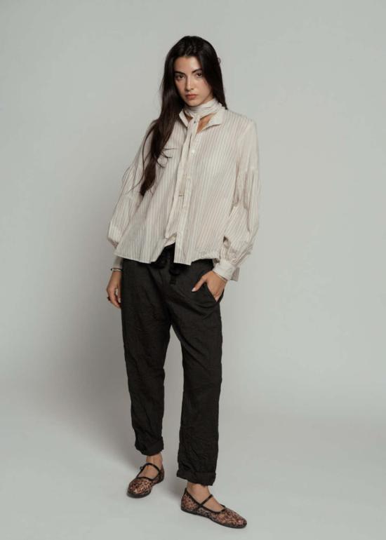  파드칼레 팬츠 리사이클드 핀헤드 테이퍼드  차콜 - PAS DE CALAIS