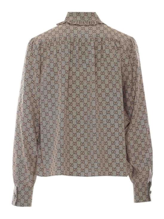 26SS 구찌 프린트 실크 크레이프 드 신 셔츠 A005Y5ZAVRI2270 BEIGE - GUCCI