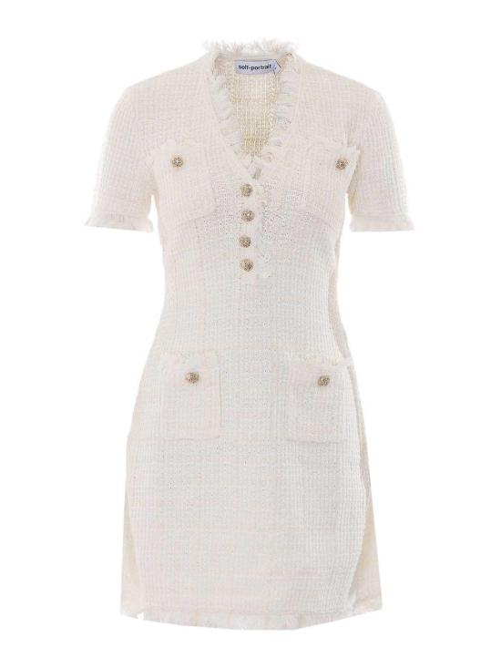 26FW 셀프 포트레이트 미디 스커트 146SACREAM WHITE