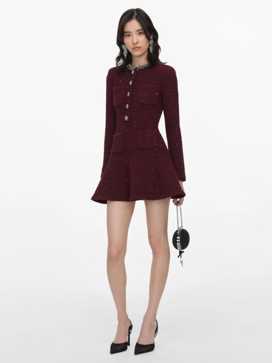 26FW 셀프 포트레이트 숏 원피스 SC26152SBU BURGUNDY ROSSO - SELF PORTRAIT