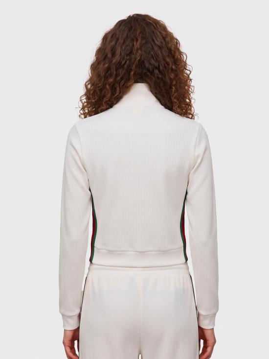 26FW 구찌 웹 리브 코튼 저지 지퍼 스웨트셔츠 웹 리브 코튼 저지 지퍼 스웨트셔츠 875656 WHITE - GUCCI