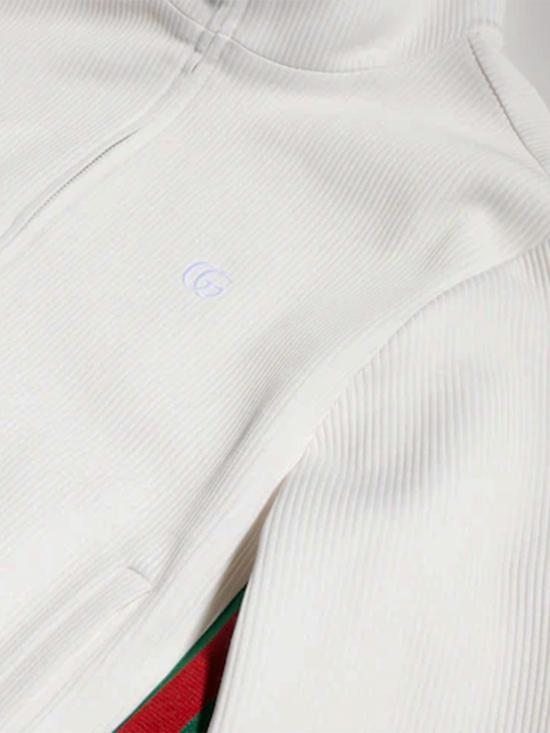 26FW 구찌 웹 리브 코튼 저지 지퍼 스웨트셔츠 웹 리브 코튼 저지 지퍼 스웨트셔츠 875656 WHITE - GUCCI