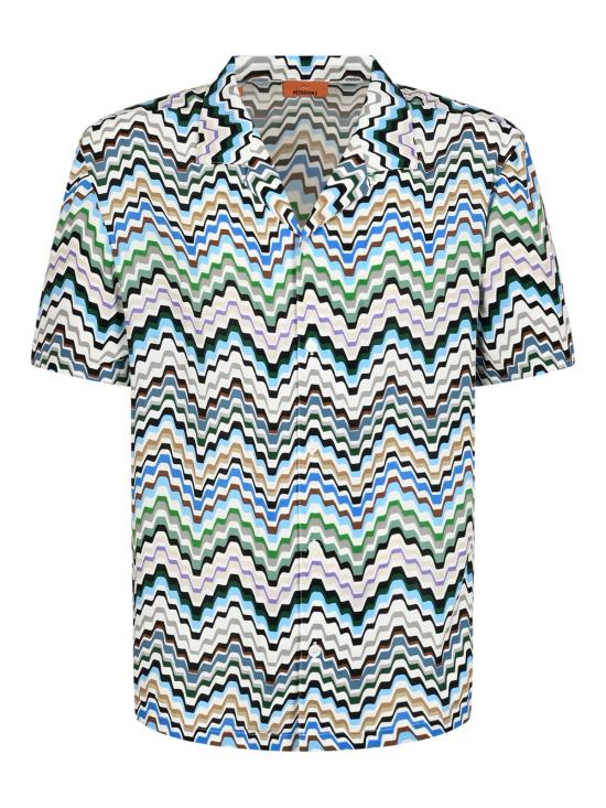 26FW 미소니 반팔 셔츠 BS26WJ00 BW012ISMSP8 MULTICOLOR BLUE GREEN GREY - MISSONI