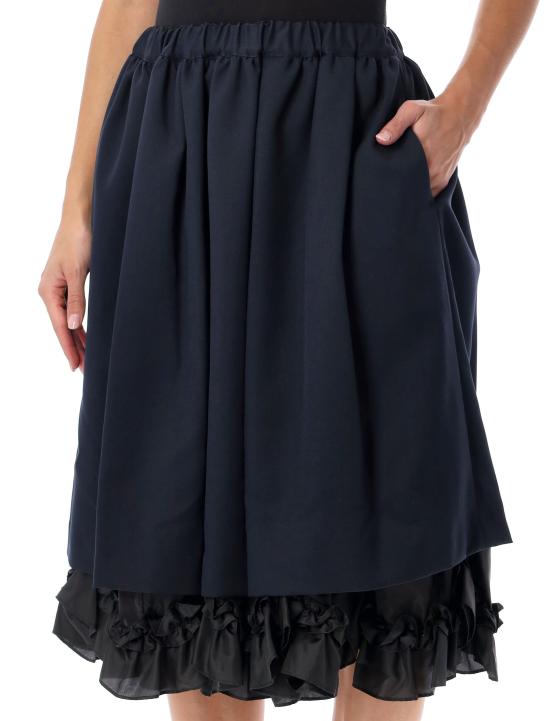 26FW 꼼데가르송 미디 스커트 NRS002 1 NAVY X BLACK - COMME DES GARCONS
