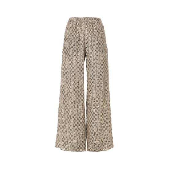 26FW 구찌 프린트 실크 레저 팬츠 A003ZBZAVRI Beige