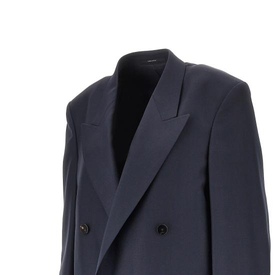 26FW 구찌 라이트 울 더블 브레스트 재킷 A0068ZZAVMD Blue - GUCCI