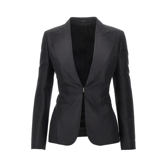 26FW 구찌 파인 실크 파이유 재킷 870960ZAU9E Black