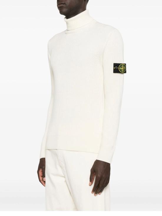 26FW 스톤 아일랜드 슬리브 로고 패치 하이 칼라 스웨터 L2S155100052S00C2 V0093 IVORY - STONE ISLAND
