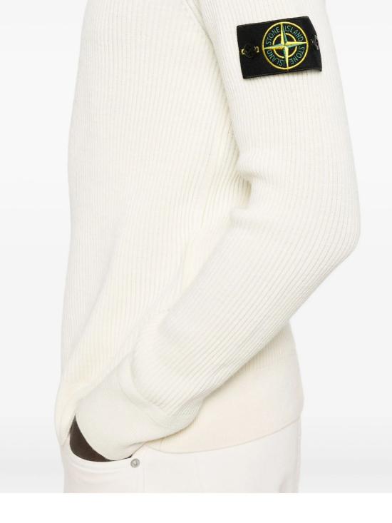 26FW 스톤 아일랜드 슬리브 로고 패치 하이 칼라 스웨터 L2S155100052S00C2 V0093 IVORY - STONE ISLAND