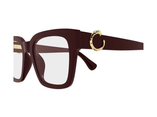 26FW 까르띠에 선글라스 버건디 Ct0640o 골드 아세테이트 오버사이즈 스퀘어 안경 - CARTIER