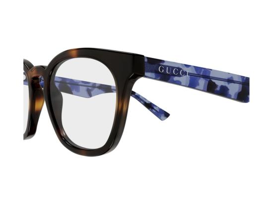 26SS 구찌 안경 블루 GG2185O 패턴 호피무늬 오버사이즈 사각 안경 - GUCCI