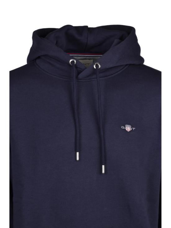 25FW 간트 탑 네이비 블루 풀오버, 안쪽은 기모 처리된 면 혼방 후드티 - GANT