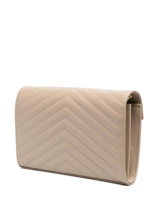 26FW 생로랑 레더 카산드라 체인 월렛 377828 BOW01 2721 DARK BEIGE - SAINT LAURENT
