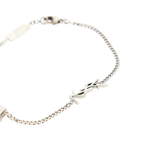 26FW 생로랑 오피움 참 브레이슬릿 메탈 앤 라인스톤 692489Y1526 Silver - SAINT LAURENT