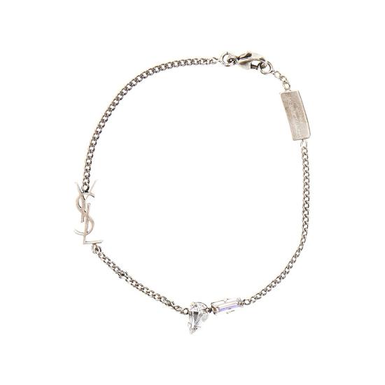 26FW 생로랑 오피움 참 브레이슬릿 메탈 앤 라인스톤 692489Y1526 Silver