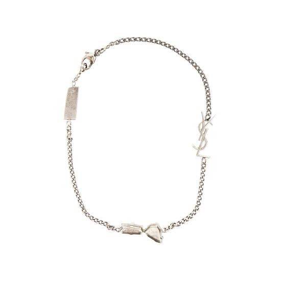 26FW 생로랑 오피움 참 브레이슬릿 메탈 앤 라인스톤 692489Y1526 Silver - SAINT LAURENT