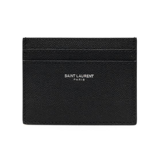 26FW 생로랑 그랑 드 뿌드르 엠보스드 레더 카드 케이스 375946BTY0N Black