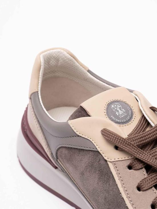 26FW 브루넬로 쿠치넬리 누벅 레더 스웨이드 러닝 스니커즈 MZUSNEO355 CYR60 GRAY DOM - BRUNELLO CUCINELLI