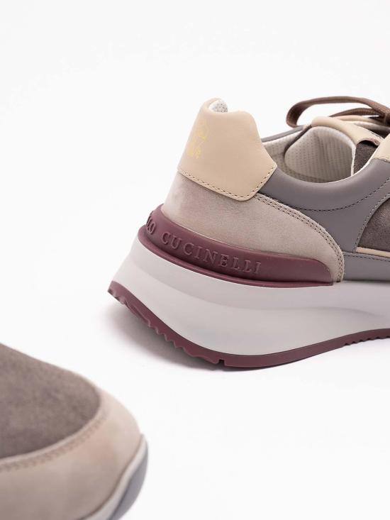 26FW 브루넬로 쿠치넬리 누벅 레더 스웨이드 러닝 스니커즈 MZUSNEO355 CYR60 GRAY DOM - BRUNELLO CUCINELLI
