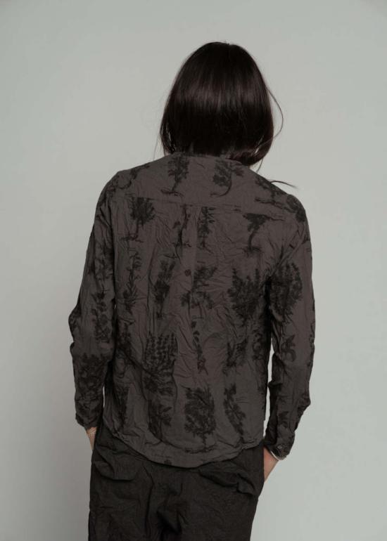  파드칼레 블라우스 Pas De Calais 허벌 프린트 러플  차콜 - PAS DE CALAIS