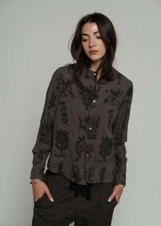  파드칼레 블라우스 Pas De Calais 허벌 프린트 러플  차콜