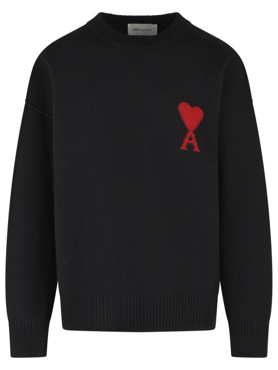 26FW 아미 빅 하트 울 크루넥 스웨터 UKS838 018009 Black