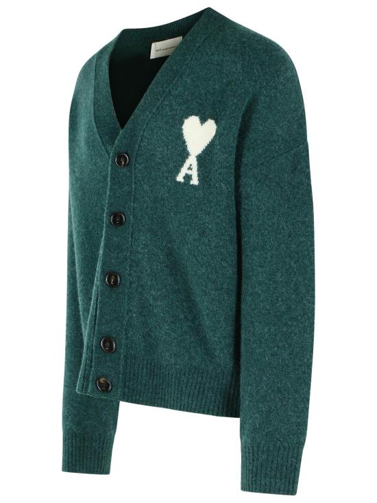 26FW 아미 빅 하트 로고 알파카 니트 가디건 UKC365 KN0135A279 Green - AMI