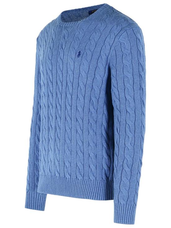 26FW 폴로 랄프로렌 로고 자수 케이블 니트 스웨터 710775885548 Blue - POLO RALPH LAUREN