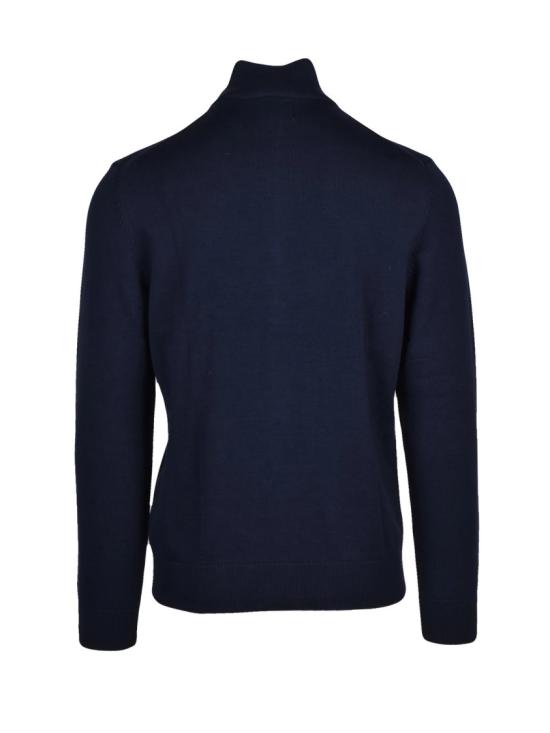 25FW 간트 니트웨어 진한 파란색 하이넥 지퍼 코튼 가디건 - GANT